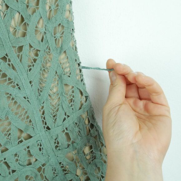 Betsey Johnson Size 2 Dress FLAWS Green Lace Goblincore Fairy Coquette Mini Y2K - Picture 3 of 16